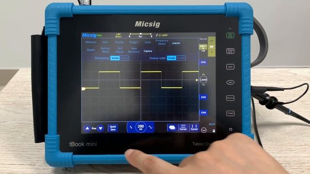Micsig tablet oscilloscope screenshot with inverse color & timestamp смотреть онлайн