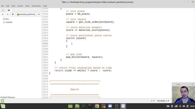 49-Bitboard CHESS ENGINE in C implementing RUDIMENTARY EVALUATION (positional piece scores) смотреть онлайн