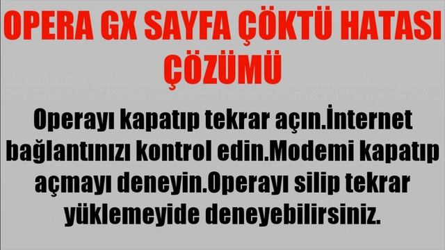 Opera GX Sayfa Çöktü Hatası Çözümü смотреть онлайн