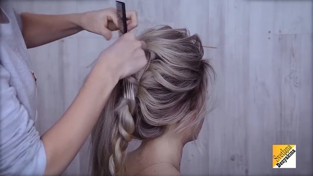 Прическа на средние волосы пучок урок№78 смотреть онлайн