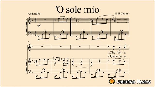 'O sole mio (F major) Piano + Sheet Music смотреть онлайн
