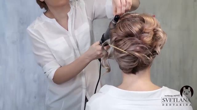 Прическа на короткие и средние волосы. Текстура локонов.Урок№202 смотреть онлайн