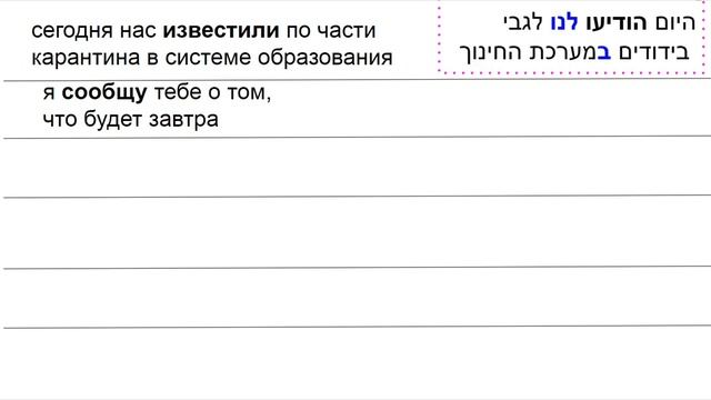 ИВРИТ - 84 ДОЛЖНА СООБЩИТЬ известить\доложить\отчитаться\обновить инф. смотреть онлайн