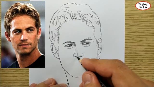 VERY EASY , How to draw paul walker fast furious / learn drawing academy смотреть онлайн