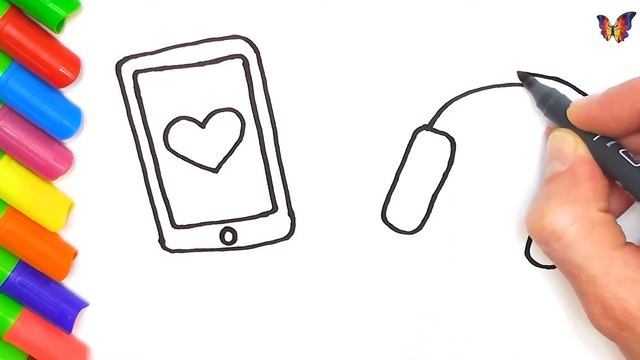 Как нарисовать смартфон и наушники для детей. Простые раскраски своими руками смотреть онлайн