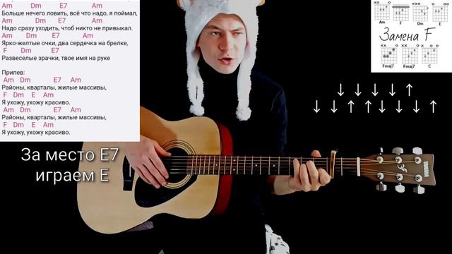 Звери - Районы-кварталы: как играть на гитаре без баррэ, аккорды, разбор песни + cover смотреть онлайн