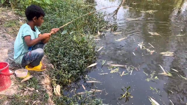 Best Hook Fishing 2023✅|Little Boy Hunting Fish By Fish Hook From Beautiful Nature ~ Рыбалка Видео