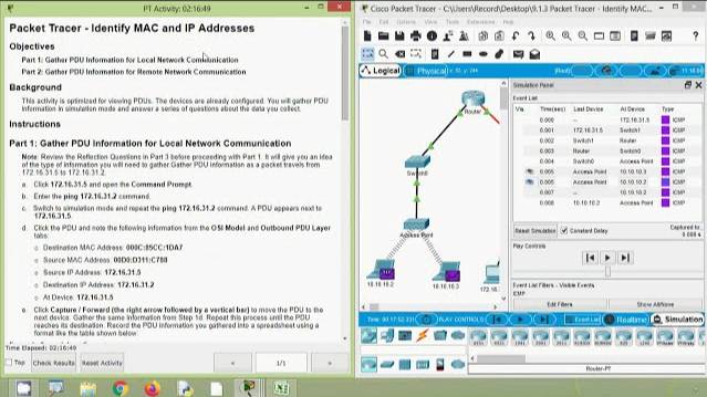 9.1.3 Packet Tracer - Identify MAC and IP Addresses смотреть онлайн