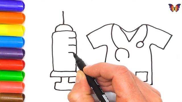 Как нарисовать медицинский набор доктора. Рисуем раскраску для детей на тему медицины своими руками смотреть онлайн