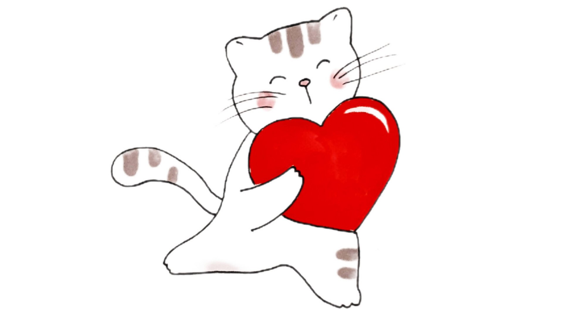 Как нарисовать котёнка с сердечком смотреть онлайн