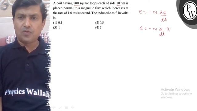 A coil having 500 square loops each of side 10  cm is placed normal to a magnetic flux which incr.. смотреть онлайн