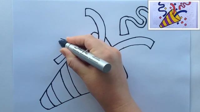 How to draw the Party Popper Emoji 🎉✏️ смотреть онлайн