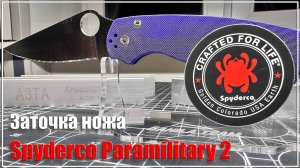 Заточка ножа Spyderco Paramilitary 2 s110v.  Алмазы АЗТА, Matrix.