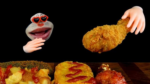 ASMR MUKBANG :) Cheese Corn Dog & Octopus Corn Dog & Chicken Eating Show! смотреть онлайн