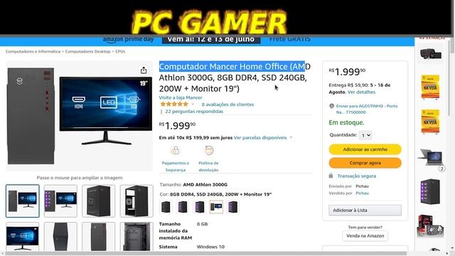 Pc Gamer Completo amd 6 núcleos 3.8Ghz 8GB ram Placa de vídeo Radeon Monitor 19.5 Kit Gamer Skill смотреть онлайн