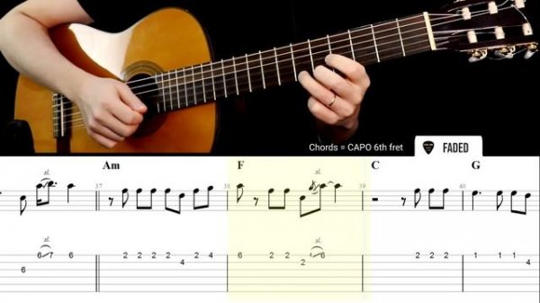 FADED | Guitar Tabs | Tutorial | Alan Walker