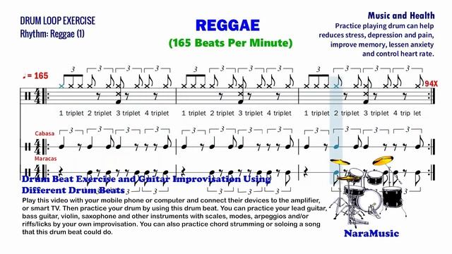 Drum Loop (0097): Reggae Drum Style in 165BPM – NaraMusic смотреть онлайн