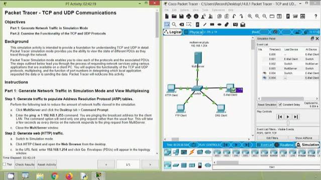 14.8.1 Packet Tracer - TCP and UDP Communications смотреть онлайн