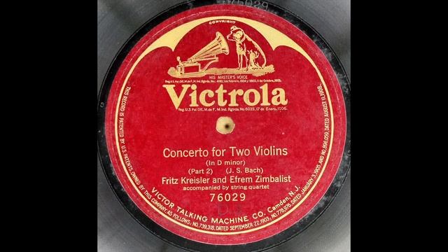 Fritz Kreisler and Efrem Zimbalist - Concerto in D minor for two Violins, BWV 1043 (Bach) 1915 смотреть онлайн