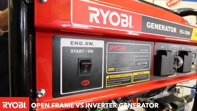 RYOBI enclosed inverter vs open frame generator. смотреть онлайн