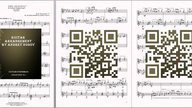 Времена года, Октябрь (П.Чайковский) Ноты для 2-х гитар смотреть онлайн