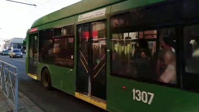 Троллейбус Тролза 5265.00 Мегаполис зелёный, маршрут 13, борт 1307, г. Новосибирск. смотреть онлайн