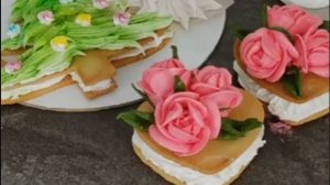 МК ЗЕФИРОСЕНДВИЧ🎄Ёлочка + Сердце с РОЗАМИ от @vitalija_cake 🌹ЗЕФИРОСЕНДВИЧ с АПЕЛЬСИНОВЫМ ЖЕЛЕ🍊