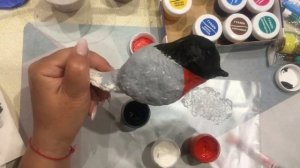 Игрушка из ваты  Раскрашиваем снегиря