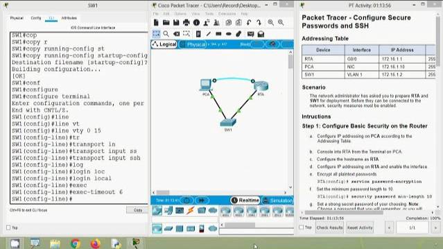 16.4.6 Packet Tracer - Configure Secure Passwords and SSH смотреть онлайн