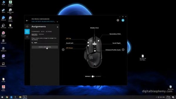 Macro settings for rapid fire with Logitech G502