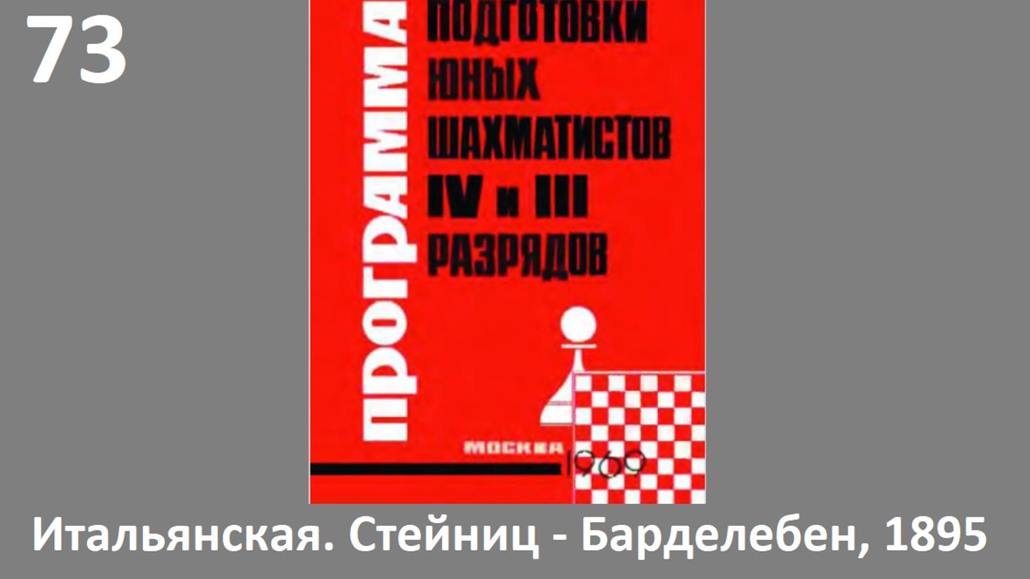 Шахматы в школе.№73 Итальянская партия. Стейниц - Барделебен, 1895