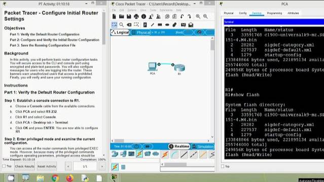 10.1.4 Packet Tracer - Configure Initial Router Settings смотреть онлайн