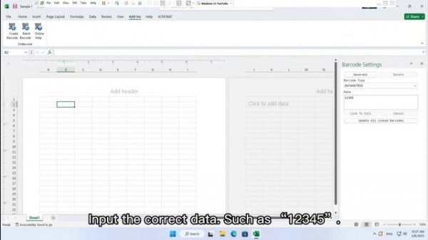 Excel Data Matrix barcode image maker: create, print 2d Data Matrix images in MS Excel