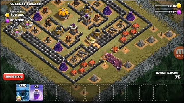 240 super pekka + 5 rage spell Vs last goblin village on map смотреть онлайн