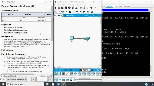1.3.6 Packet Tracer - Configure SSH смотреть онлайн