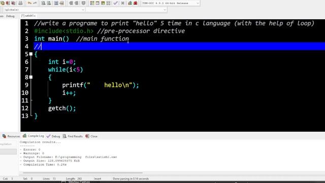 write a programe to print "Hello" 5 time in c language | with the help of loop | #BCMCOD смотреть онлайн