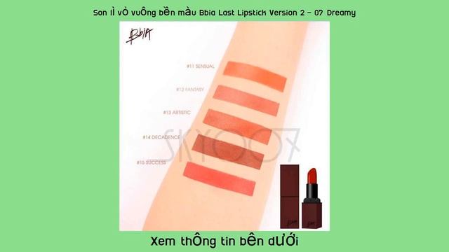 Son lì vỏ vuông bền màu Bbia Last Lipstick Version 2 – 07 Dreamy (Màu hồng смотреть онлайн