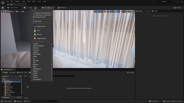 37 - Curtains Animation. ARCHITECTURAL VISUALIZATION Unreal Engine 5 смотреть онлайн