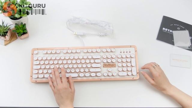 Azio 'Posh' Retro Mechanical Keyboard Unboxing - WHITE LEATHER! - BLING! смотреть онлайн