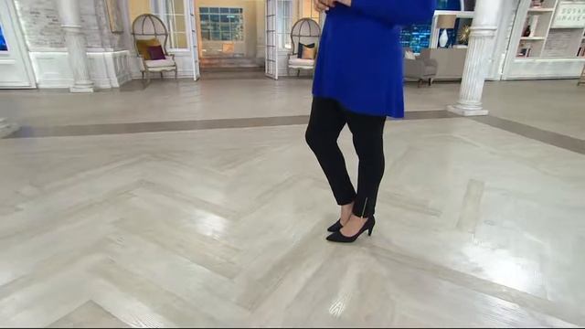 Susan Graver Weekend French Knit Ankle Leggings with Zipper Detail on QVC смотреть онлайн