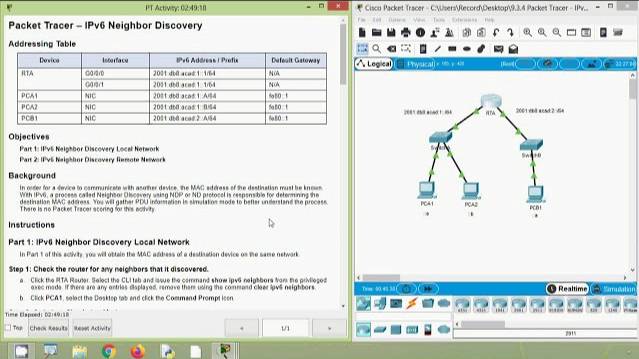 9.3.4 Packet Tracer - IPv6 Neighbor Discovery смотреть онлайн