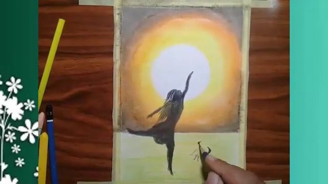 Draw a girl dancing on the water in wonderful nature amid the birds and sunsets in pastel colors смотреть онлайн