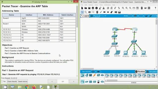 9.2.9 Packet Tracer - Examine the ARP Table смотреть онлайн