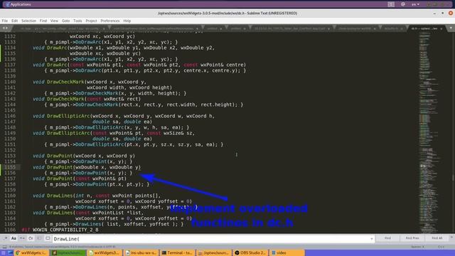 WxDC Of WxWidgets: How To Improve Point, Line And Circular Arc Drawing Functions On Ubuntu Linux