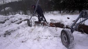 Тележка для перевозки бревен и металлопроката с лебедкой