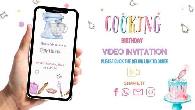 Cooking Birthday Video Invitation - Cooking Theme Birthday Party Digital Invite смотреть онлайн