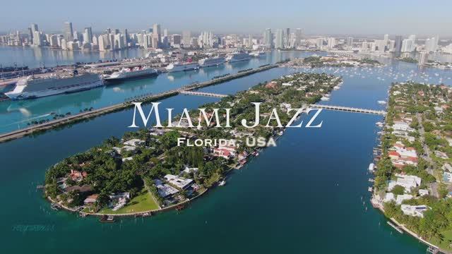[4K] MIAMI Jazz 🇺🇸 3½ Hour Drone Aerial with soothing Piano & Saxophone Jazz ｜ Florida FL USA смотреть онлайн