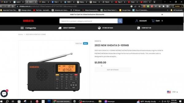 TRRS #2349 - XHDATA D-109WB Portable Radio - $1000 ????