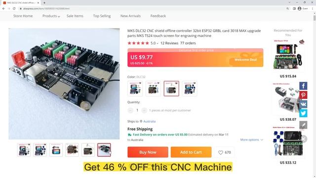 CNC Machine MKS DLC32 CNC shield offline controller 32bit ESP32 GRBL card 3018 MAX upgrade parts MK смотреть онлайн