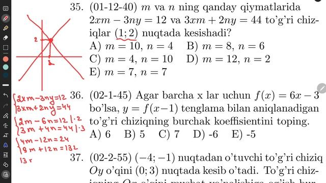 1.12.2. Chiziqli Funksiya. Misollar Yechimi 2